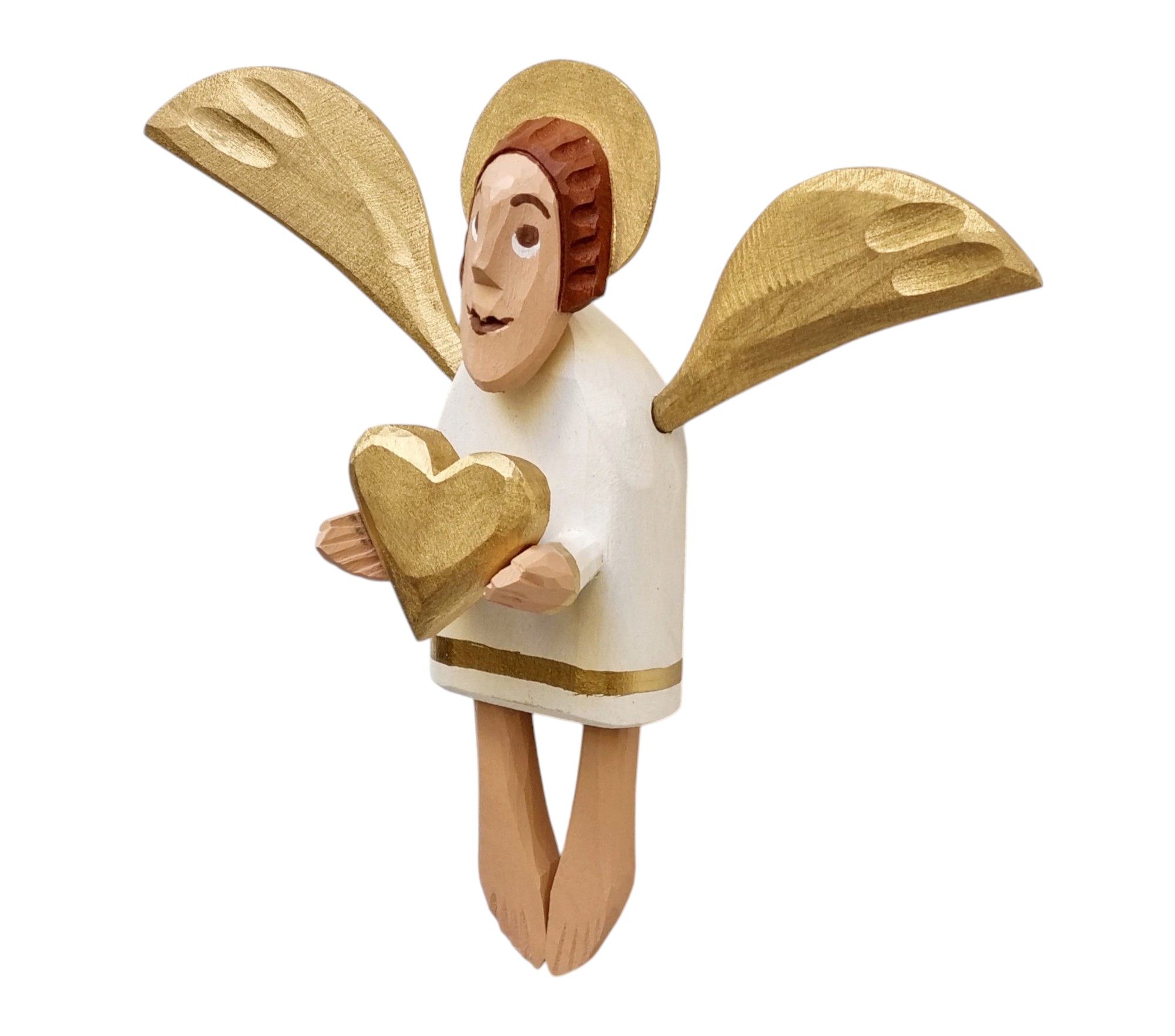 Engel mit Herz schön groß für alle Herz Dekoration Geschenk Engel Holz geschnitzte Skulptur - obrazek 8