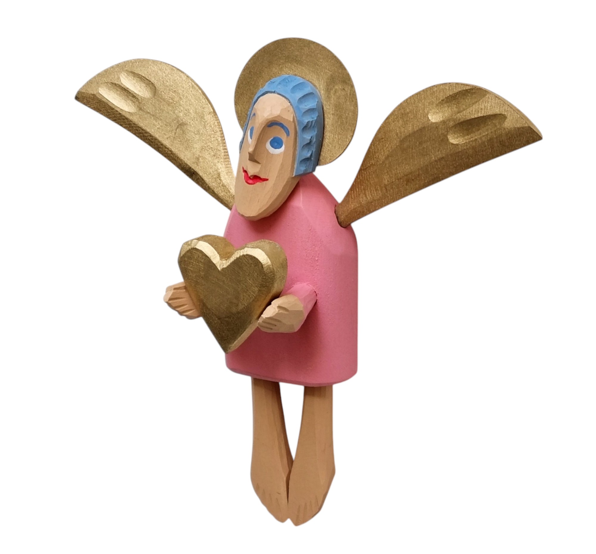 Engel mit Herz schön groß für alle Herz Dekoration Geschenk Engel Holz geschnitzte Skulptur - obrazek 6