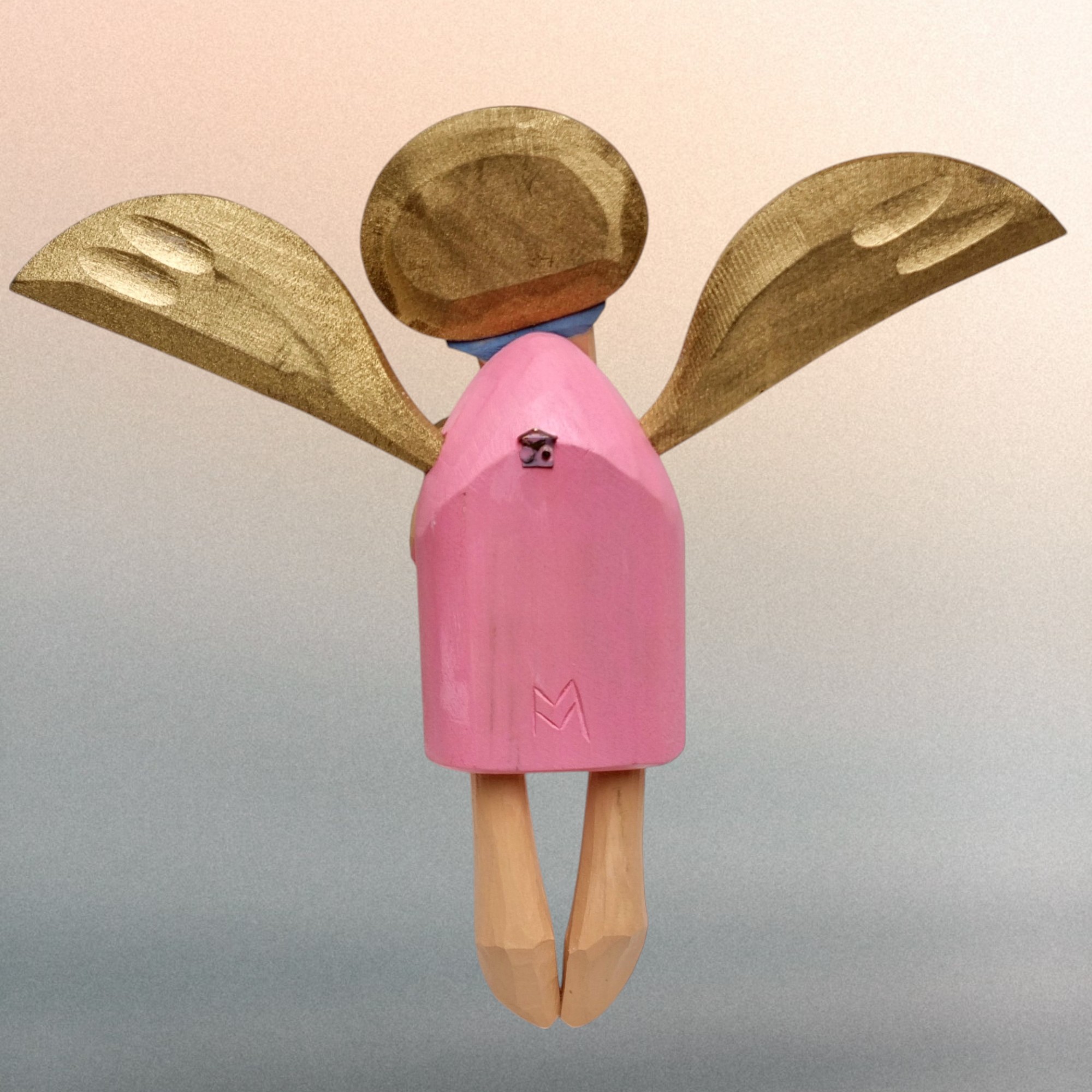 Engel mit Herz schön groß für alle Herz Dekoration Geschenk Engel Holz geschnitzte Skulptur - obrazek 9