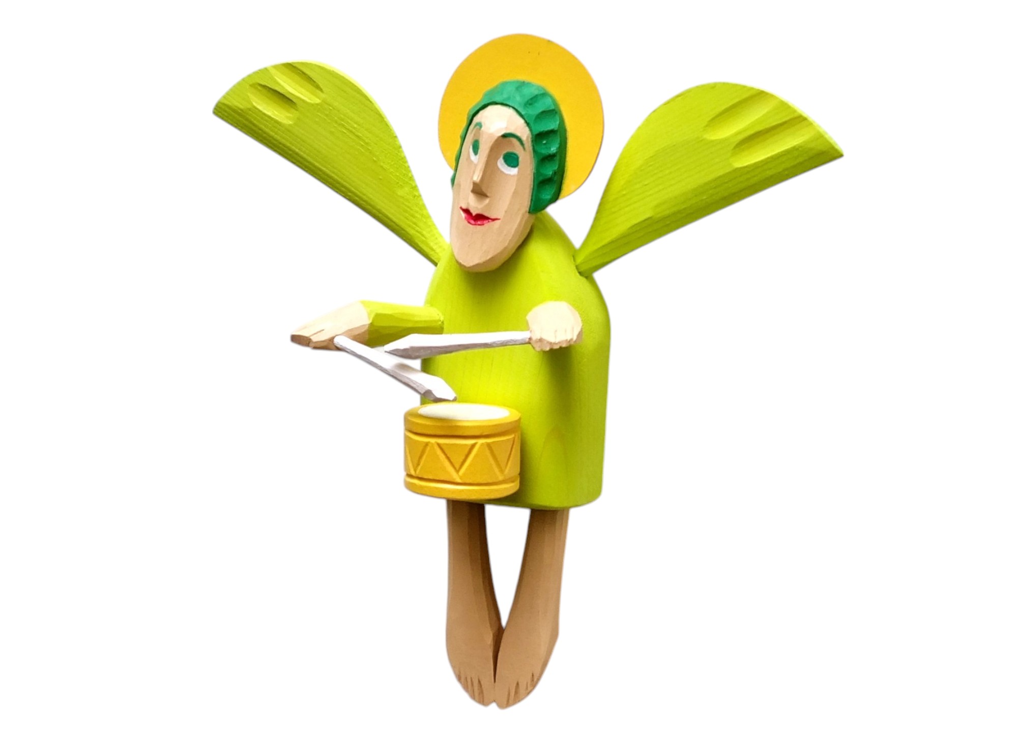 Engel mit Trommel Weihnachten oder Dekoration, Geschenk Engel aus Holz geschnitzt Holzskulptur - obrazek 7