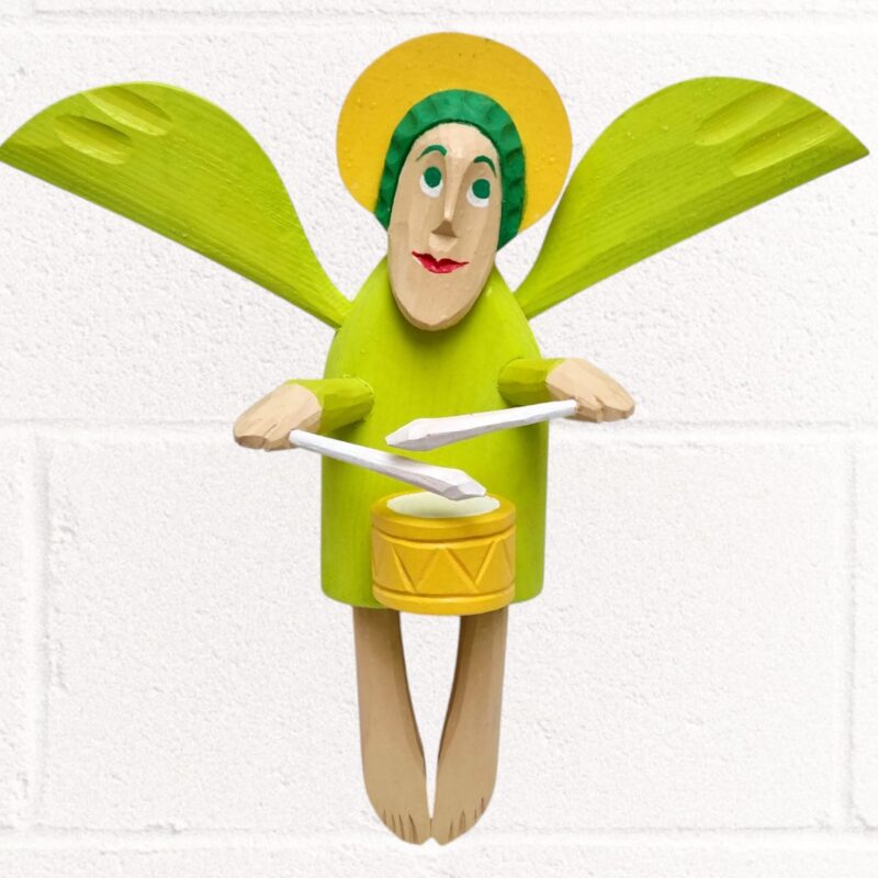 Engel mit Trommel Weihnachten oder Dekoration, Geschenk Engel aus Holz geschnitzt Holzskulptur