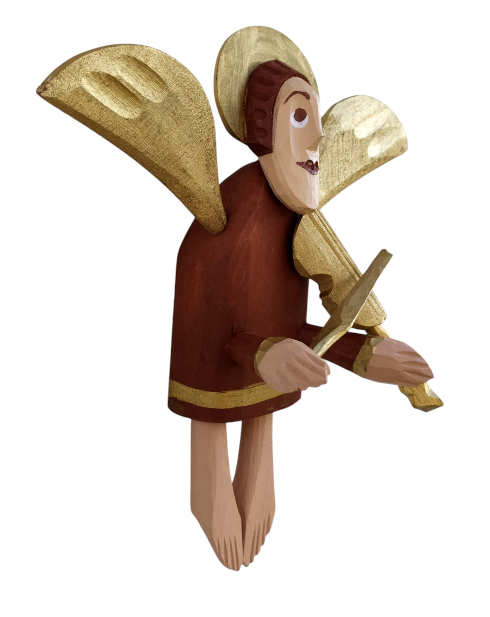 Engel Geiger Weihnachten Engel Ornament Holz geschnitzte Skulptur - obrazek 3