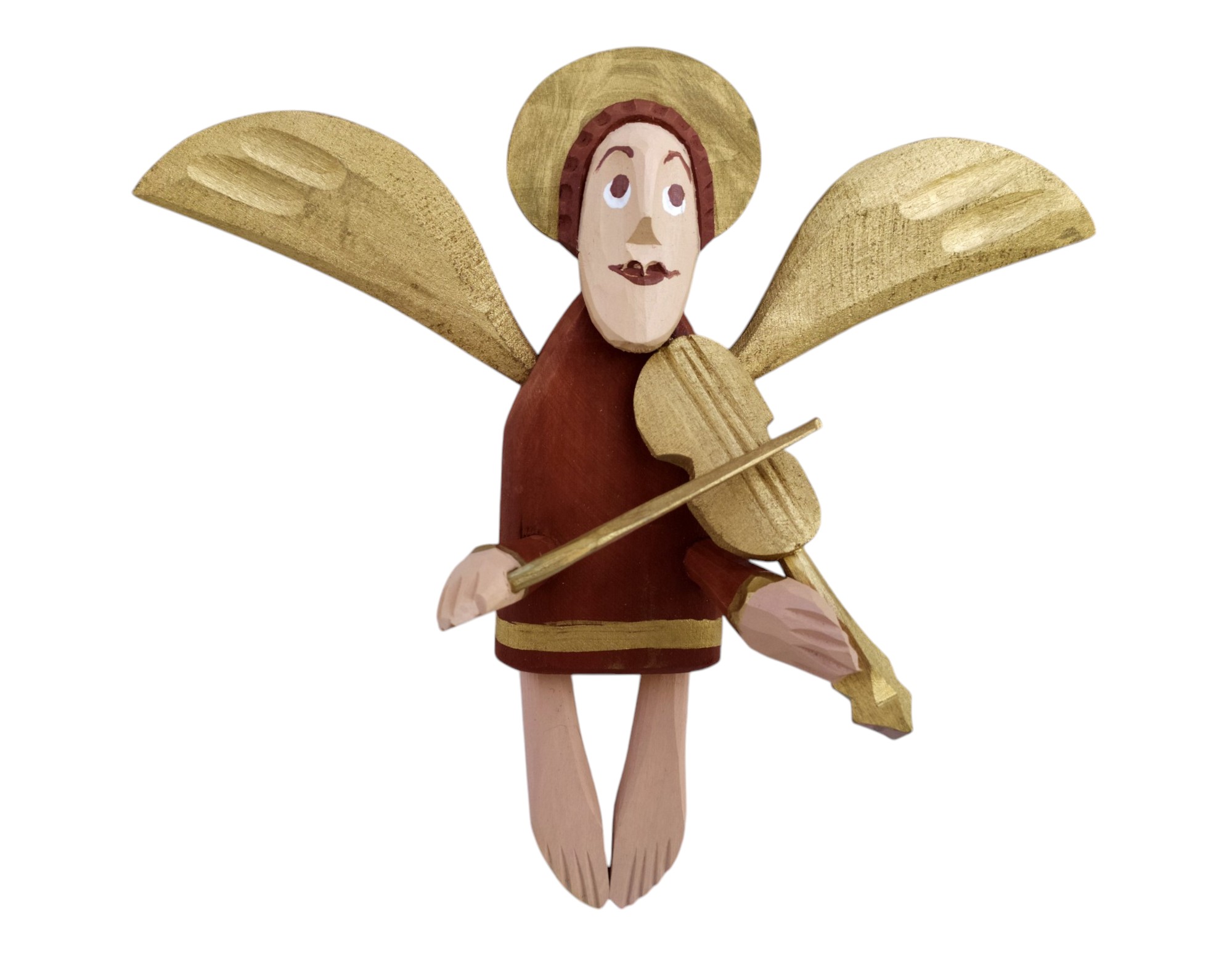 Engel Geiger Weihnachten Engel Ornament Holz geschnitzte Skulptur - obrazek 2